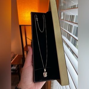 Silver elephant necklace with case